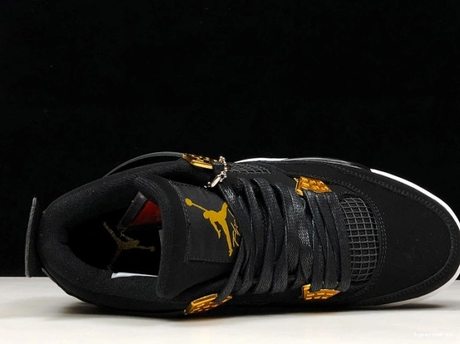 Royalty Jordan Metallic 308497-032 Gold-White Air 4 Black 0731